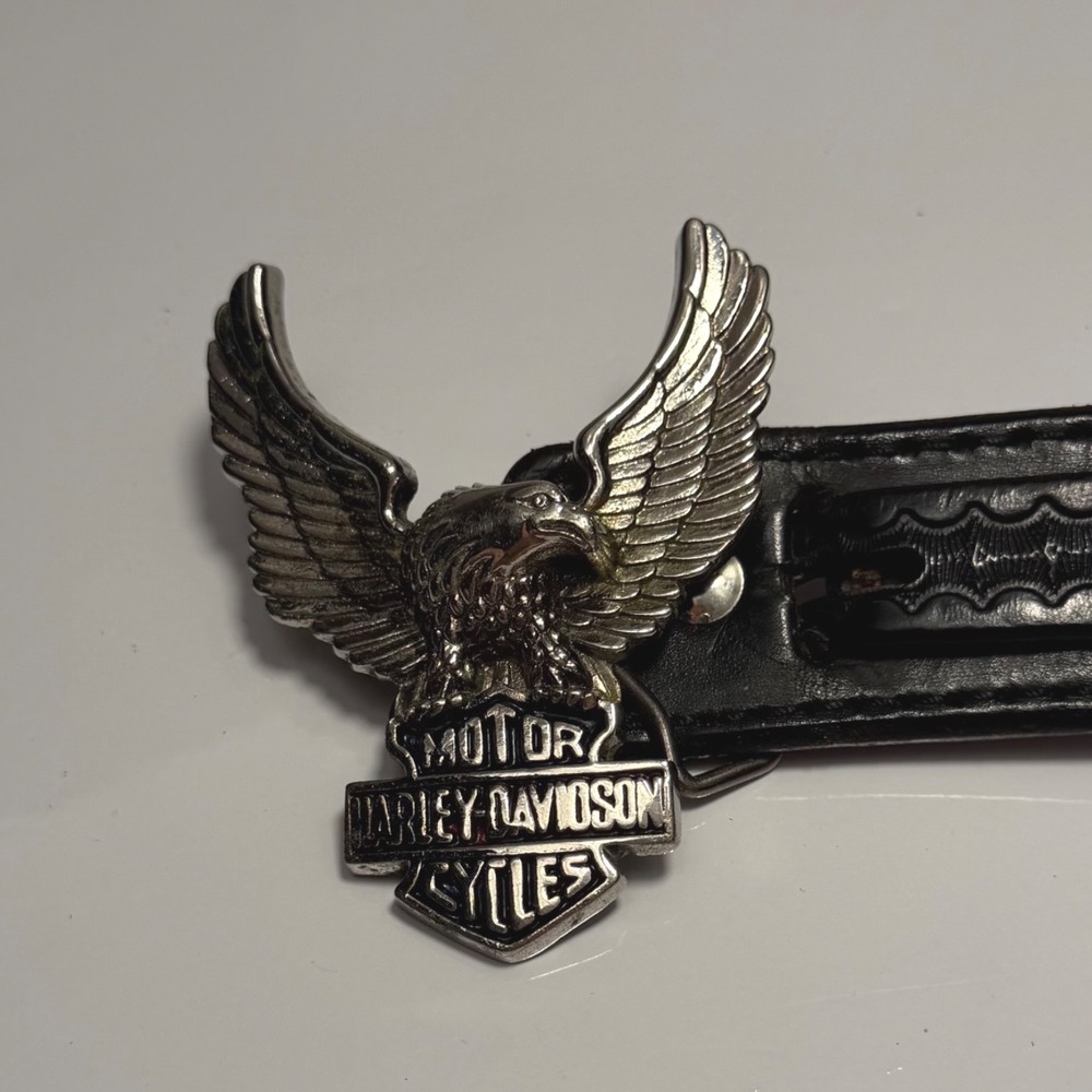 Vintage 1983 Harley Davidson Eagle Belt Buckle Solid Brass Baron Taiwan Black
